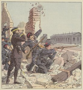 Tien-Tsinin aseman puolustaminen merijalkaväen toimesta tekijältä after Louis Charles Bombled