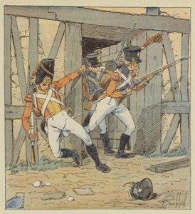 Sveitsin jalkaväki, 1. rykmentin kranaatieri, 2. ja 3. rykmentin Fusilier tekijältä after Louis Charles Bombled