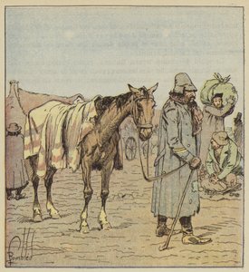 Mercanti-juutalainen, joka seuraa Saksan armeijoita, luonnosta tekijältä after Louis Charles Bombled
