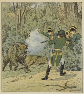 Keisari villisia metsästää Marlyn metsässä tekijältä after Louis Charles Bombled
