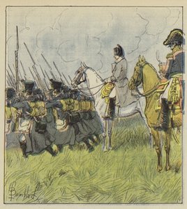 Keisari pohtii varusmiehiä taistelussa tekijältä after Louis Charles Bombled