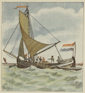 Keisari lahjoittaa veneen hollantilaiselle luotsille tekijältä after Louis Charles Bombled