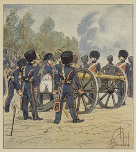 Keisari itse osoittaa vartijan palaset Montereaussa tekijältä after Louis Charles Bombled