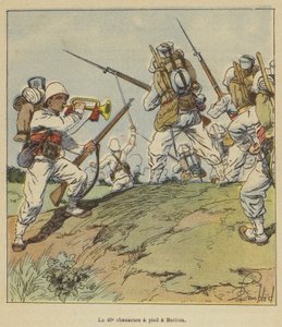 40. metsästäjät jalkaisin Beritzassa tekijältä after Louis Charles Bombled