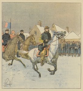 Eversti Lipowski kävelee Alenconin taistelussa tekijältä after Louis Charles Bombled