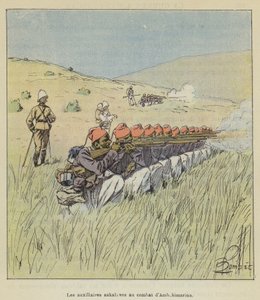 Sakalavian apujoukot Ambohimarinan taistelussa tekijältä after Louis Charles Bombled