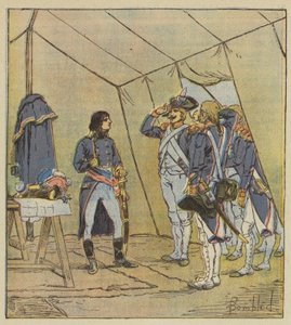 Italian armeijan vanhat sotilaat nimittävät Bonaparten alikersantiksi Lodin jälkeen tekijältä after Louis Charles Bombled