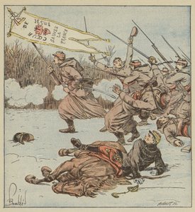 Paavin Zouaves hyökkää Loignyn kimppuun tekijältä after Louis Charles Bombled