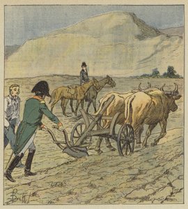 Napoleon piirtää vaon auralla tekijältä after Louis Charles Bombled