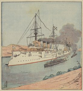 Venäjän sotalaivoja Suezin kanavalla tekijältä after Louis Charles Bombled