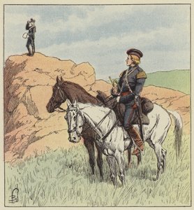 Kasakkaupseeri tiedustelussa Ping-Yangin edessä tekijältä after Louis Charles Bombled