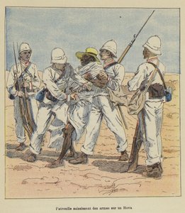 Partio takavarikoi aseita Hovalla tekijältä after Louis Charles Bombled
