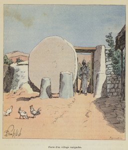 Madagaskarin kylän ovi tekijältä after Louis Charles Bombled