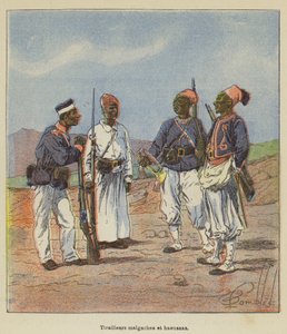 Madagaskarin ja Hausan kahakkaat tekijältä after Louis Charles Bombled