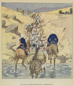 Sotilassaattue matkalla Suberbievilleen tekijältä after Louis Charles Bombled