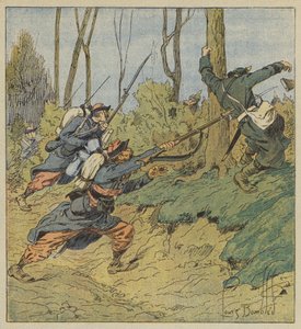 Zephyrit jahtaamassa preussialaisia tekijältä after Louis Charles Bombled
