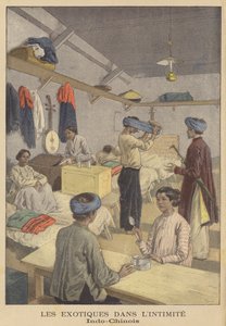 Ranskan Indokiinasta kotoisin olevat ihmiset majoittuessaan Exposition Universelle of 1900 -näyttelyssä Pariisissa