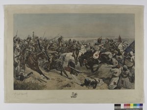 The Charge of the 21st Lancers at the Battle of Omdurman, 1898 (värillinen syväpaino)