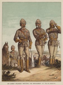 Sir Garnet Wolseley katsomassa kihlausta Tel-El-Mahutassa
