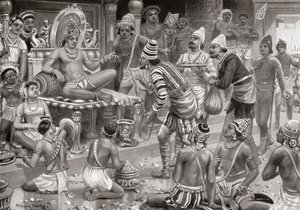 Pulakeshin II, Chalukaya, vastaanottaa Persian lähettiläitä Badamissa, Hutchinsons History of the Nations, pub.1915.