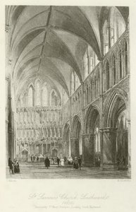 St Saviors Church, Southwark, 1850, muinainen St Mary Overyes, katsoen kaakkoon
