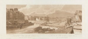 Näkymä kaupunkiin Louvren kanssa. 1802; Levy 3 Views in Parisista, Emanuel Volume tekijältä after Thomas Girtin