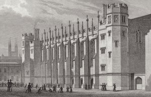 Uusi sali, Christs Hospital, 1828 tekijältä Thomas Hosmer after Shepherd