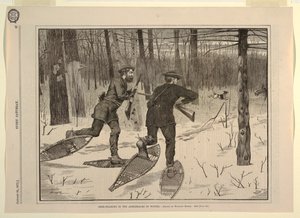 Deer-Stalking in the Adirondacks in Winter, joka lauantai, 21. tammikuuta 1871, s. 57 tekijältä Winslow Homer