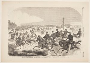 Unionin ratsuväki ja tykistö aloittaa kapinallisten takaa Yorktown Turnpikea pitkin tekijältä Winslow Homer