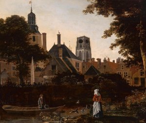 Hollanti: Stadsgezicht te Rotterdam met de Sint Laurenstoren Näkymä Rotterdamista, jossa on Pyhän Laurenskerkin torni. tekijältä anonymous 