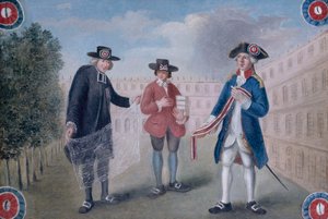 Ranska: Aux trois ordres. Kokardikauppiaan merkki Palais-Royalissa. Palais-Royal, 1. arrondissementti, Pariisi. tekijältä anonymous 