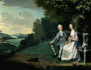 Muotokuva pariskunnasta, jonka sanotaan olevan Sir Francis ja Lady Dashwood Wycombe Parkissa. tekijältä anonymous 