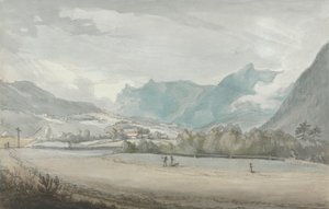 Vuoristoinen maisema hahmoilla tekijältä attributed to Benjamin West