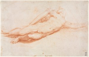 Tutkimus kaatuneesta sotilasta (mahdollisesti Saulin kääntymys) (recto) tekijältä attributed to Correggio