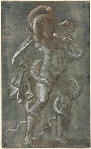 Kahden käärmeen kietouma mies tekijältä attributed to Giovanni Antonio da Pordenone