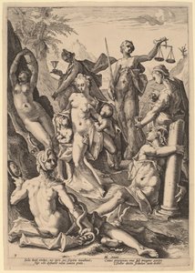 Seitsemän hyvettä tekijältä attributed to Jacob Matham, after Hendrik Goltzius