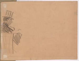 Oikea profiili miehestä, jolla on pitkä hattu (käänteinen) tekijältä attributed to Jean Louis Forain