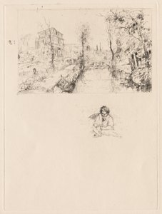 [Maisema sillan ja lapsen kanssa] tekijältä attributed to Jean Louis Richter