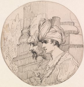 Kaksi päätä pyöreässä tekijältä attributed to John Hamilton Mortimer