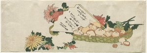 Korissa viuhka, krysanteemit ja sienet tekijältä attributed to Katsushika Hokusai