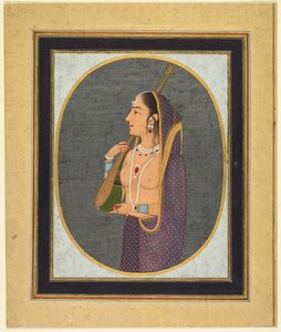 Hovinainen laulaa ja soittaa vinaa tekijältä attributed to Muhammad Rizavi Hindi