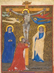 Yksittäinen lehti messalista: Ristiinnaulitseminen tekijältä attributed to Nicolò da Bologna