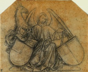 Enkeli, joka tukee kahta peittoa tekijältä attributed to Nikolaus Gerhaert von Leyden