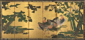 Phoenixes ja Paulownia tekijältä attributed to Tosa Mitsuyoshi