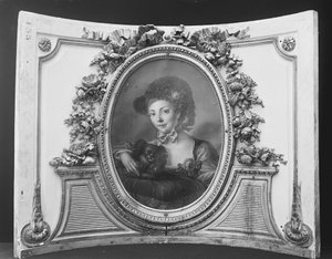 Nainen koiran kanssa yksi sarjasta, 1770-90. tekijältä ca. 1775 . French Painter