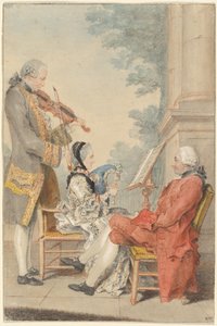 Monsieur ja Madame Blizet ja näyttelijä herra Le Roy tekijältä called Carmontelle Louis de Carrogis