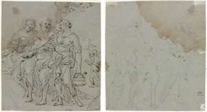 Loot ja hänen tyttärensä (recto) Luonnos Lootille ja hänen tyttäreilleen (käänteinen) tekijältä circle of Pietro da Cortona