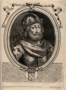 Kapetsialaisten dynastia: Henry I:n (1009-1060), frangien kuninkaan muotokuva 1031-1060 - Henrik I (1009-1060) Ranskan kuningas - kaiverrus Les Augustes Representations de tous les Kings de Francesta Pharamondista LouisXIV, Pariisi tekijältä de Larmessin