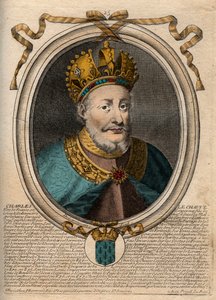 Kaarle II Kaljuun (823-877), Ranskan kuninkaan - Kaarle II:n (823-877) Kaljuun muotokuva - kaiverrus teoksesta "Les Augustes Representations de tous les Kings de France from Pharamond to LouisXIV", Pariisi
