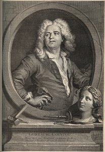 Guillaume Coustoun (1677-1746) muotokuva ranskalaisesta kuvanveistäjästä - Larmessinin kaiverrus J.de Lienin mukaan tekijältä de Larmessin